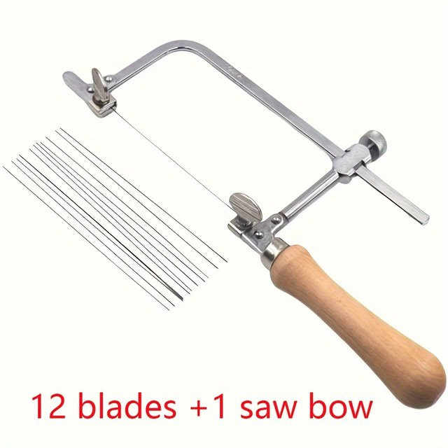 12-teiliges Sägenrahmen-Set aus Metall in Silber und Braun, verstellbare Metallsäge für Präzisionsschnitte in der Schmuckherstellung und für Juweliere - Bild 1