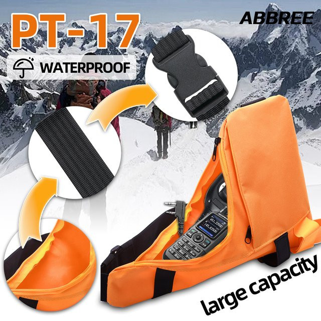ABBREE Walkie-Talkie Brusttasche mit 2 Fächern aus wasserdichtem Nylon in Orange, taktische Schultertasche und Holster für UV-5R und Mini 5RH Amateurfunkgeräte - Bild 1