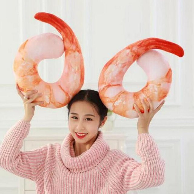 pangcangshu Peeled Prawns Plush Stuffed Animals U Neckpillow 1-teiliges Set - Bild 1