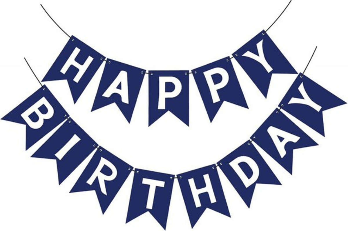 Marineblaues Happy Birthday Bunting-Banner aus Papier für Geburtstage und Partys - Bild 1