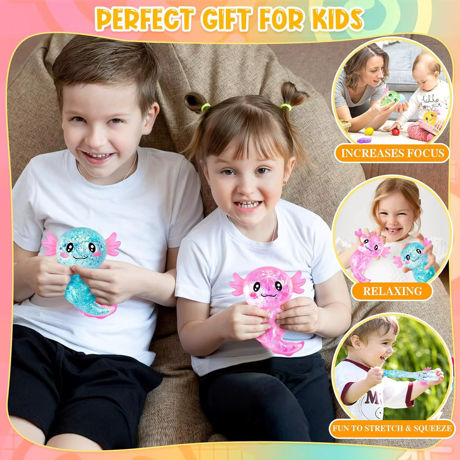GSF Axolotl Stressabbau-Spielzeug, Glitzer-Malzzucker, multicolour - Bild 3