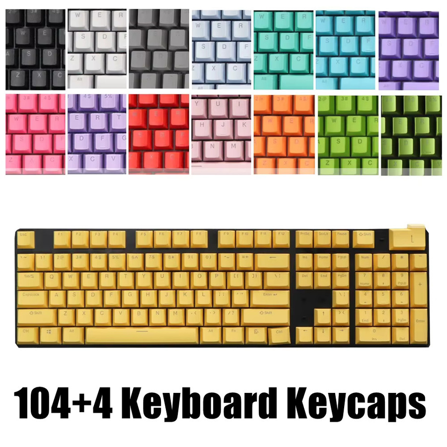 Oeny 104 Stück Double-Shot Keycap Set für mechanische Tastaturen, OEM Profil, transluzent, Schwarz/Multicolor, ABS Material - Bild 3