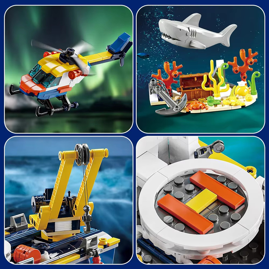 SEMBO BLOCK City Ocean Explorer Schiff-Bausatz, Hubschrauber, U-Boot - Bild 4
