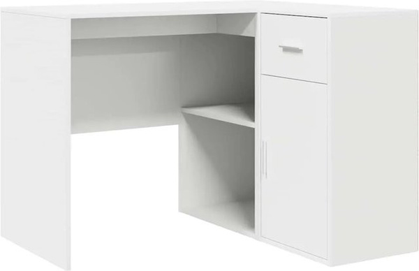 vidaXL Eckschreibtisch mit Regal in Weiß für Home Office und Büro, B/T/H: 102 x 50 x 75 cm