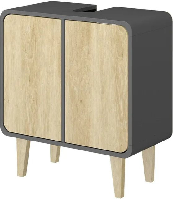 Vicco Waschbeckenunterschrank Arla in Anthrazit und Goldkraft Eiche, B/T/H: 60 x 61 x 30 cm - Bild 1