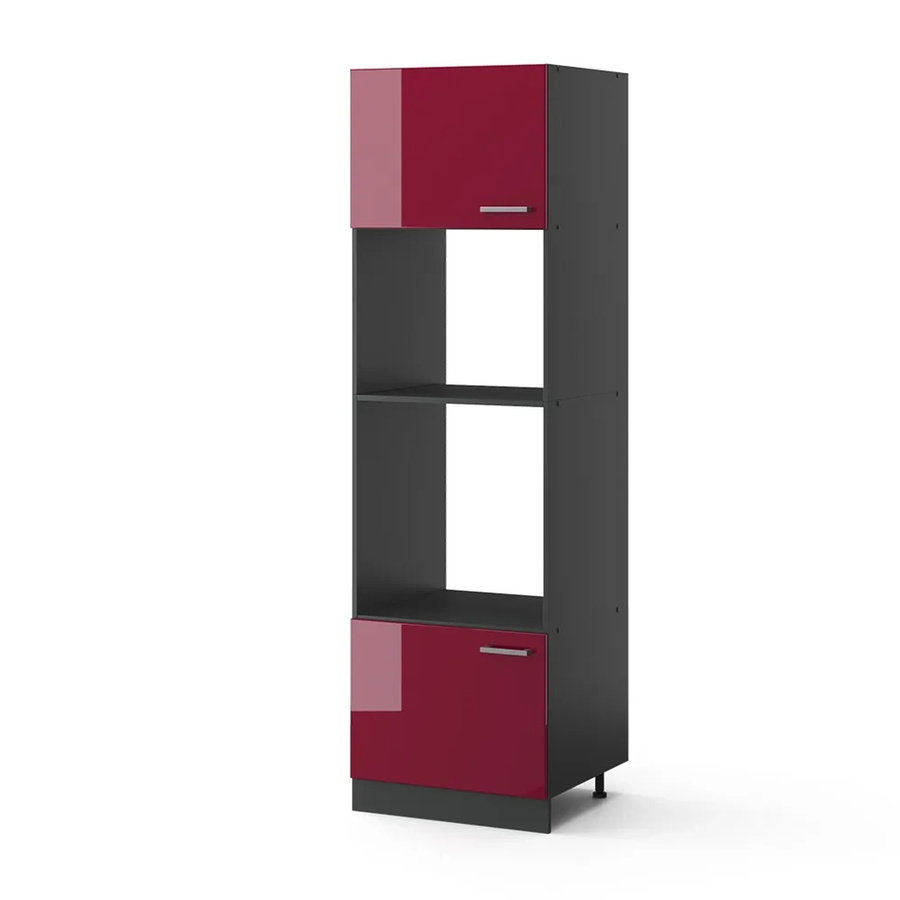 Vicco Mikrowellenschrank R-Line Küchenschrank in Anthrazit und Rot Hochglanz B: 60 cm, H: 207 cm, T: 57,2 cm - Bild 3
