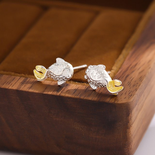 GaGa-Duck Goldfisch-Ohrstecker, 925 Silber - Bild 1