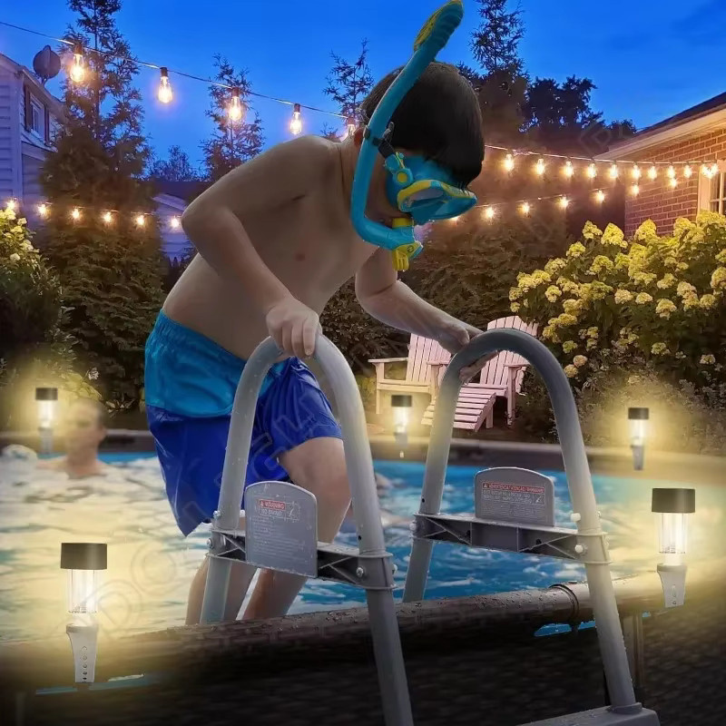 Wasserdichte Solar-LED-Bodenleuchten für Pool und Garten in Zylinderform, Schwarz oder Weiß - Bild 4