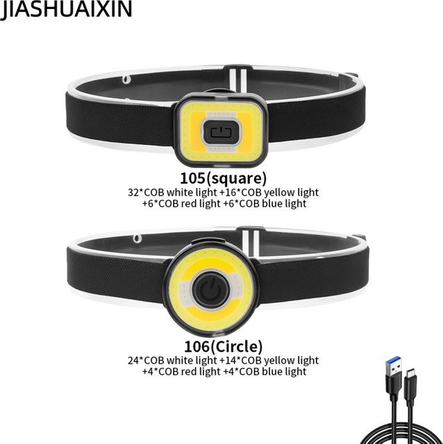 JIASHUAIXIN Tragbare magnetische COB-Flutlichtlampe mit RGBW-Funktion, wiederaufladbare LED-Stirnlampe in Schwarz für Outdoor, Camping und Arbeit - Bild 1