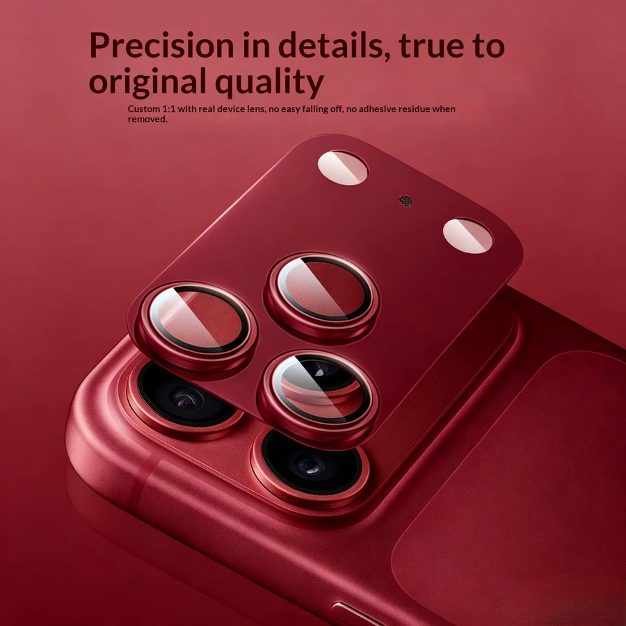 Matter Metall-Kameraobjektivschutzfilm für iPhone 18 Pro Max in Schwarz und Rot mit Anti-Reflexions-Ultra-Klar-Effekt - Bild 4