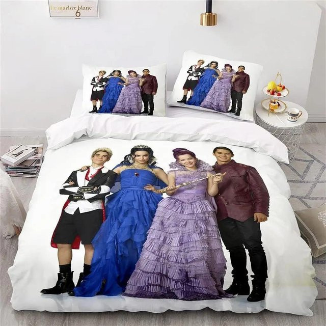 Descendants 3 Bettwäscheset von Jessica Chen mit 3D-Druck für Teenager und Kinder, mehrfarbig, Set bestehend aus Bettbezug und Kissenbezügen, B/H: 200 x 200 cm - Bild 1