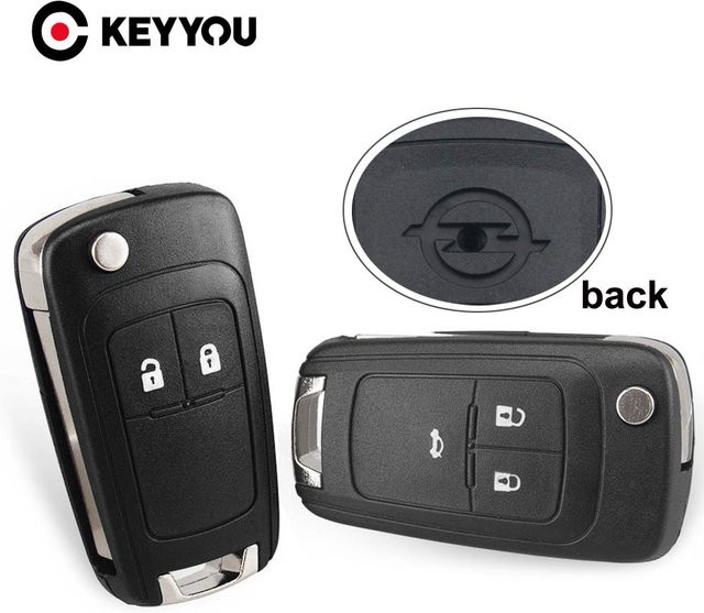 KEYYOU Flip Folding Remote Key Case für Opel Vauxhall Corsa Astra Vectra Zafira Omega HU100 Schwarz - Bild 1