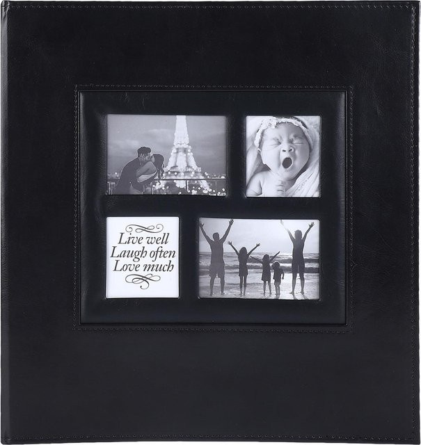 Aimo Fotoalbum Einstecktyp aus PU-Leder mit 500 Fächern für Fotos und Tickets, Schwarz und Grau, 4 x 6 Zoll - Bild 1