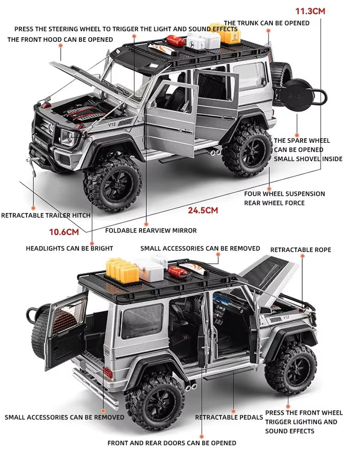 Mercedes-Benz G550 4X4, Modellauto, 1:24, Metalllegierung, Schwarz - Bild 3