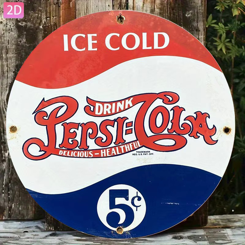 Potdemiel Pepsi Retro-Wanddekor aus Metall, Rund, Mehrfarbig, Durchmesser: 20 cm - Bild 3