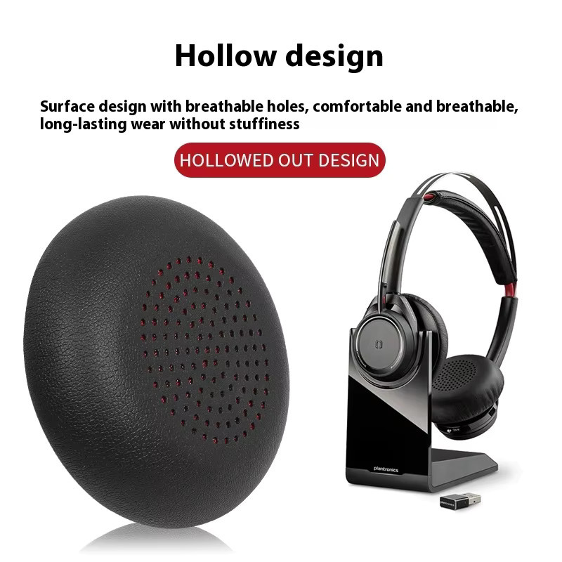Ersatz-Ohrpolster aus Schaumstoff und Leder für Plantronics UC B825 5220 5210 7225 in Schwarz - Bild 4