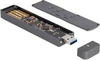 Delock externes M.2 NVMe PCIe und SATA SSD Gehäuse mit USB 3.2 Gen 2 Typ-A Anschluss in Grau (42021) - Bild 1