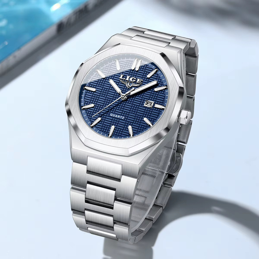 LIGE Armbanduhr Quarz, Edelstahl, Datum, Herren - Bild 3
