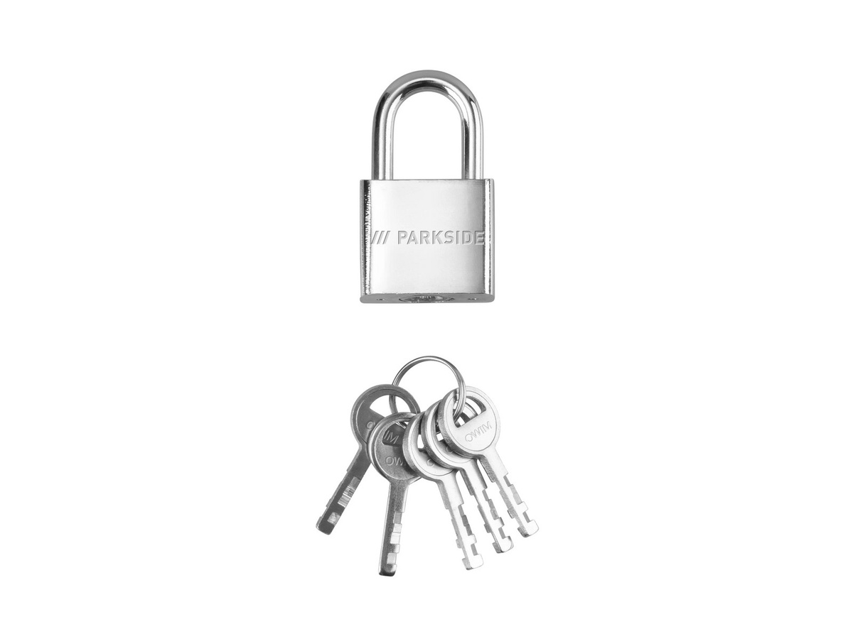 Parkside Vorhängeschloss 3er Set aus Stahl in Silber mit Schlüssel - Bild 2