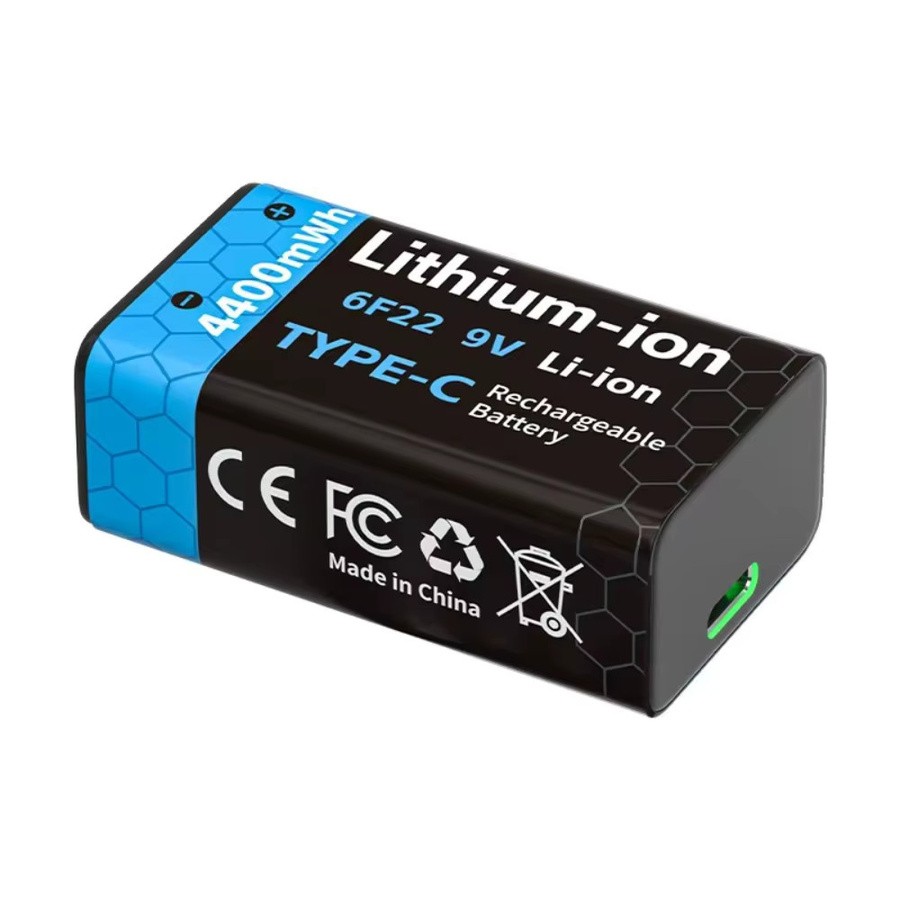 DOUBLEPOW 9V Lithium-Akku mit USB Typ-C Anschluss, wiederaufladbare 4400mWh Batterie für Multimeter - Bild 2