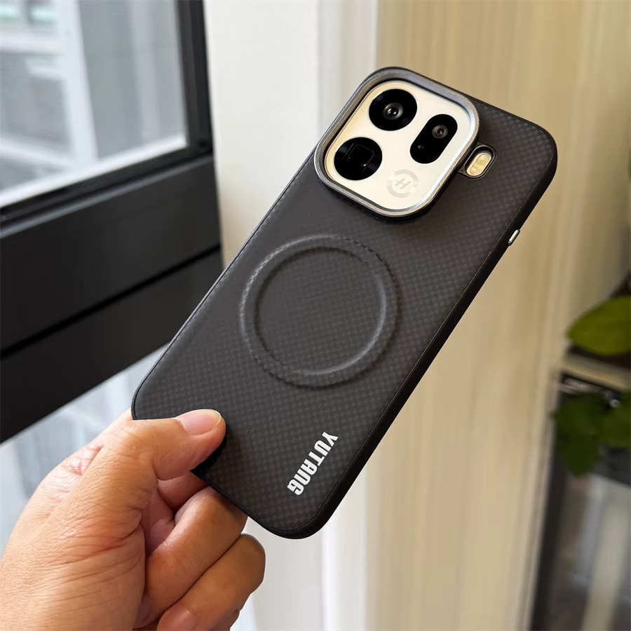 Magnetische PU-Leder Handyhülle mit Kohlefaser-Muster für OPPO Find X9, X9S Pro, X8S+, X8 Ultra und Reno 15 Pro Max in Schwarz mit kabelloser Ladefunktion - Bild 2