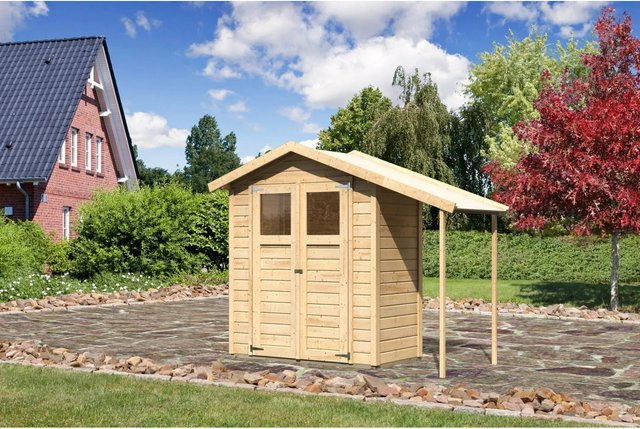 Karibu Holz-Gartenhaus Orsa in Braun mit Satteldach und modernem Design, B/T/H: 222 x 177 x 89,5 cm - Bild 1