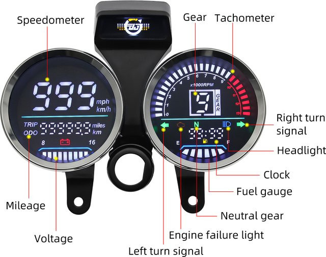 MAIMEIMI Digitaler Drehzahlmesser mit Kilometerzähler für Suzuki GN 125 GN125, wasserdicht, Schwarz - Bild 1