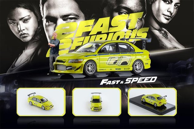 Moreart Figures Fast & Furious Eclipse s2000 Lancer EVO VII, Druckguss-Modellauto, 1:64, Grün - Bild 1