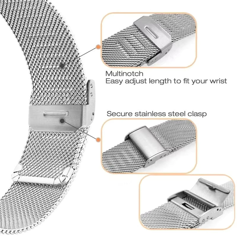 Uhrenarmband Edelstahl, Milanaise, Silber, Huawei Watch Fit 3/4/4Pro/5/5Pro - Bild 3