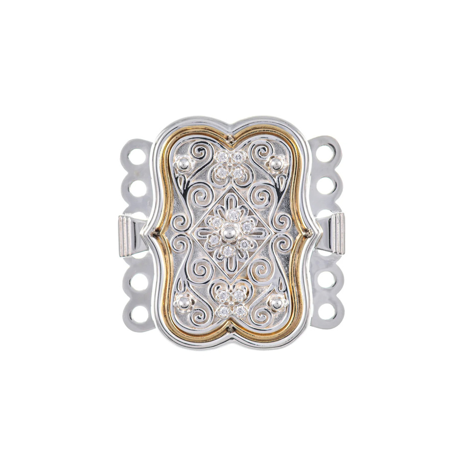 Goettgen Schliesse, 925 Silber, Weiss, Unisex - Bild 1