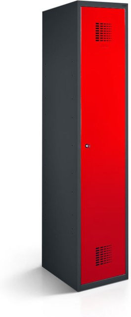rotstahl Kleiderspind mit 1 Tür in Rot und anthrazitgrauem Korpus, B/T/H: 40 x 50 x 180 cm - Bild 1