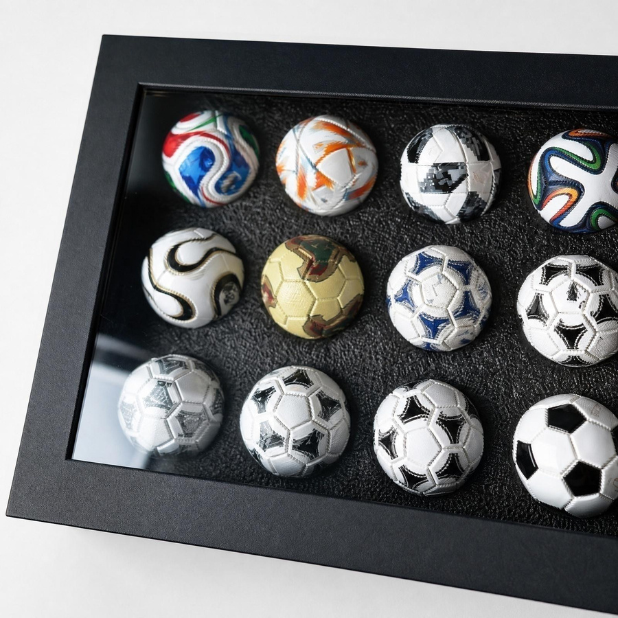 Hong Art Mini-Fußball-Sammlung Ausstellungsbox 15-teiliges Set Schwarz - Bild 3