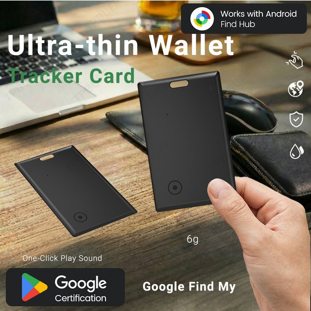 Google GPS-Tracker Android Ultra-Dünner Drahtloser Karten-Locator Find My Smart Anti-Verlust-Gerät in Schwarz für Schlüssel, Geldbörse, Haustier, Katze und Hund - Bild 1