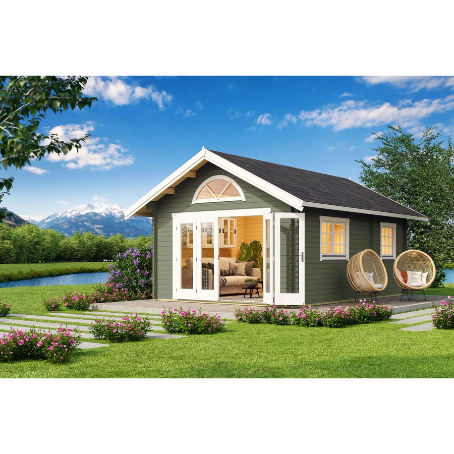 Lasita Gartenhaus Caroline Maja in Grüngrau mit Satteldach, B/T/H: 489,9 x 330,6 x 675 cm - Bild 2