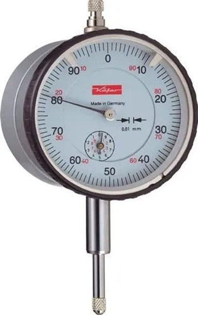 KÄFER Messuhr M2 T Magnet mit 10 mm Ablage und 0,01 mm Genauigkeit in Silber und Messing - Bild 1