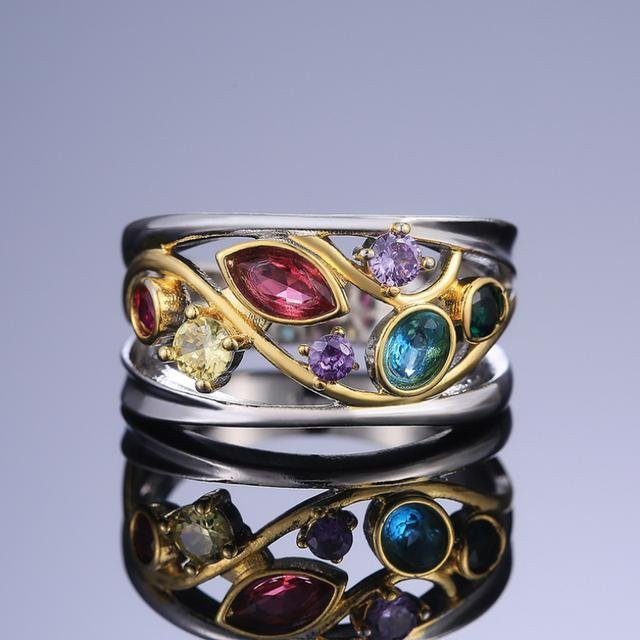 Wucifang Jewelry Ring, bunte Kristalle, Zirkonia, Damen - Bild 1