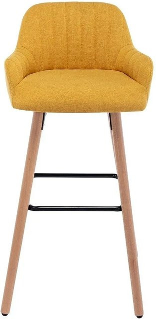 Vente-unique Barhocker Eleana in Senfgelb mit Buchenholzgestell und Stoffbezug, Höhe: 47 cm - Bild 1