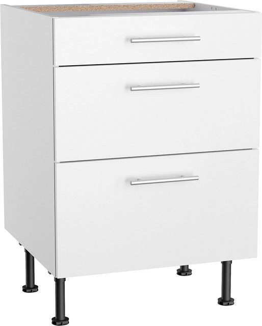 Optifit Küchen-Unterschrank Bengt mit 3 Auszügen in Weiß, B/T/H: 60 x 58,4 x 87 cm - Bild 1