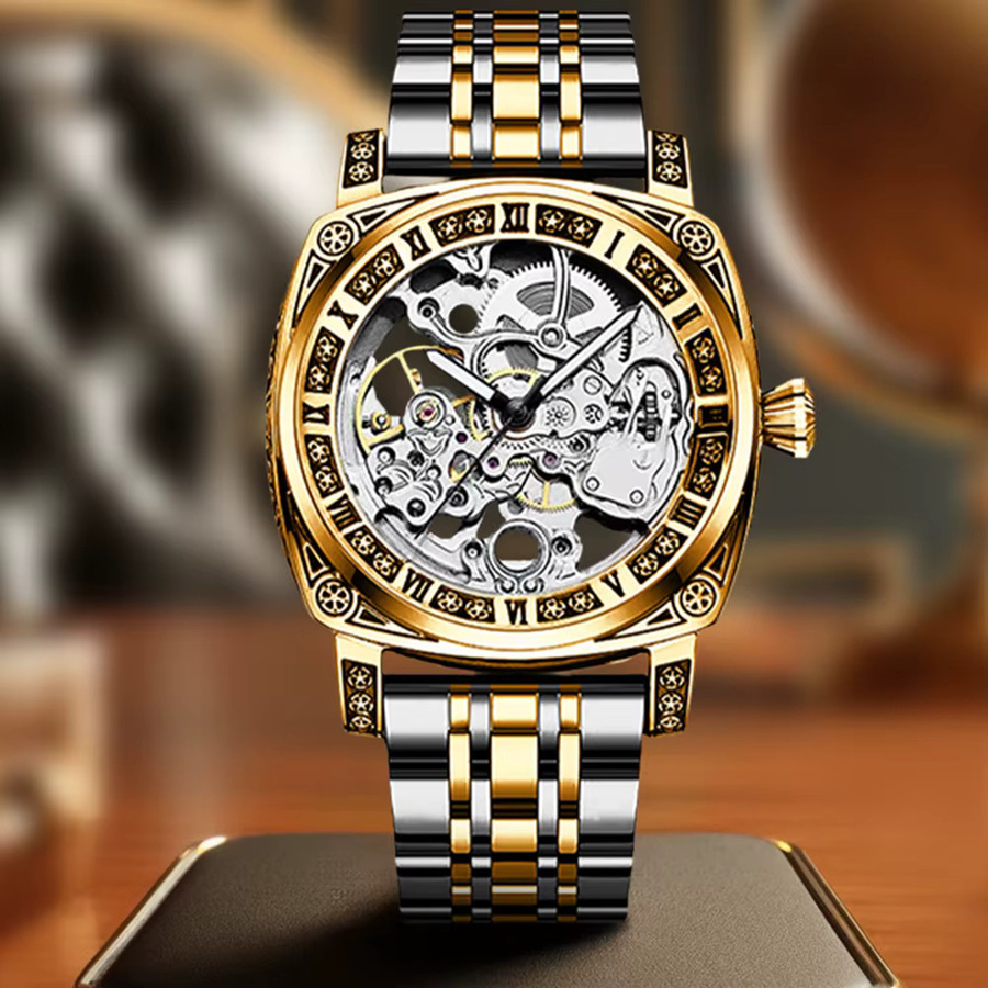 CAROTIF Armbanduhr Automatik, Edelstahl, Gold, Weiß, Herren - Bild 5