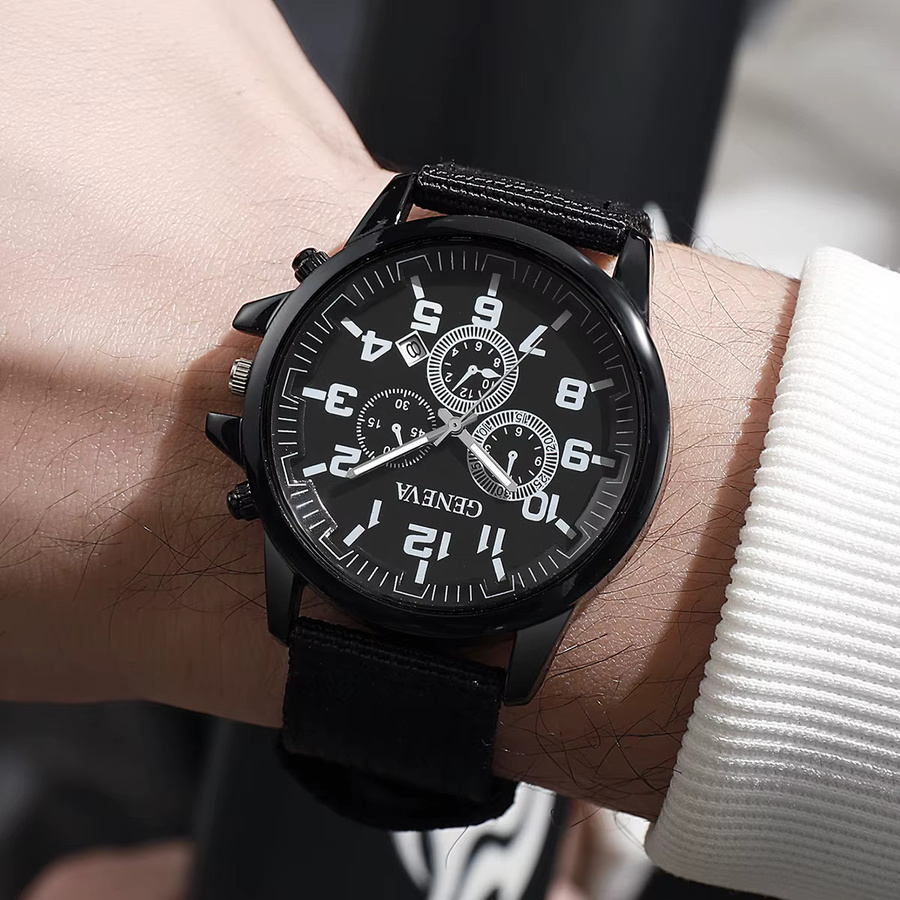 yolako Armbanduhr, Quarz, Textil/NATO, Schwarz, Herren - Bild 3