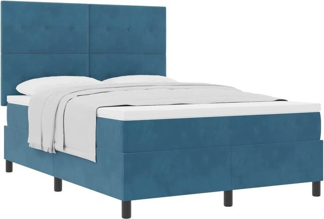 vidaXL Boxspringbett mit Matratze und Taschenfederkern in Dunkelblau, B/T/H: 160 x 200 x 280 cm - Bild 1