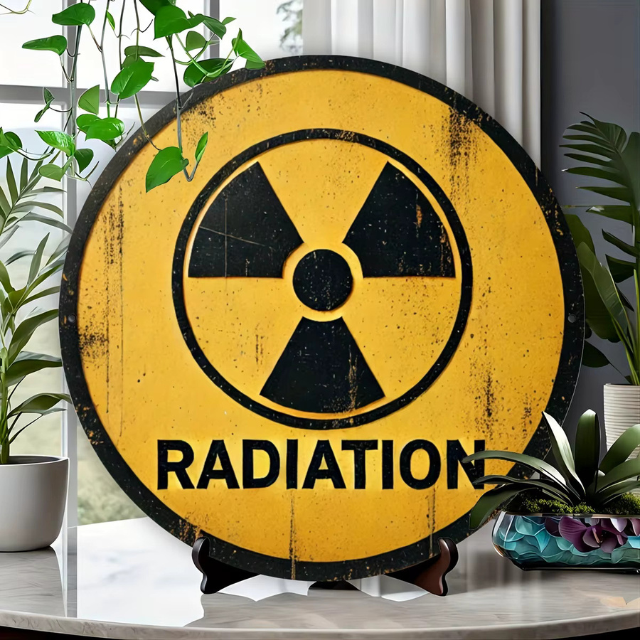 Rundes Aluminium-Wandschild Radiation von EAS in Gelb, Durchmesser: 20,3 cm - Bild 3