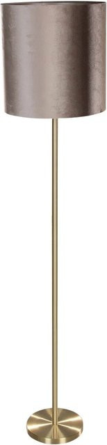 QAZQA Stehleuchte Simplo aus Messing mit Samtschirm in Taupe, Höhe: 50 cm - Bild 1