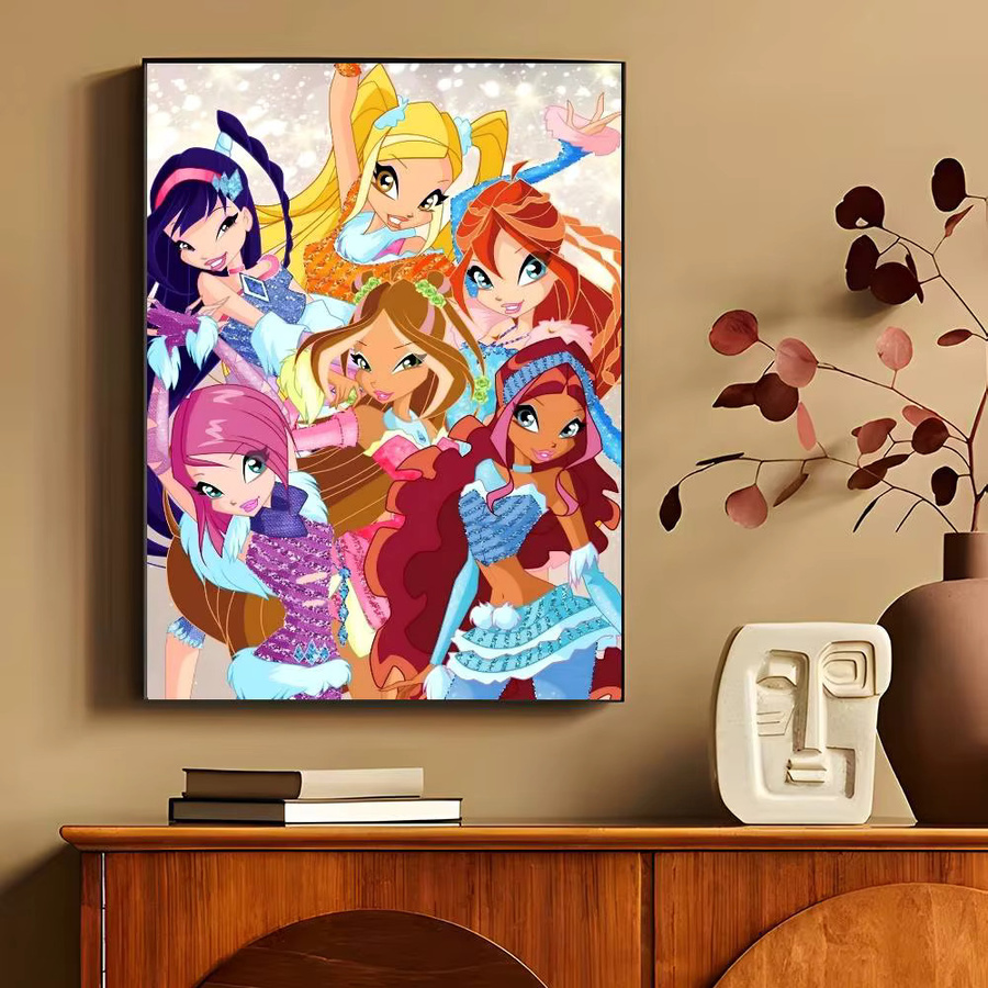 Anime W-Winxs Poster Vintage Wandkunst Dekor in Mehrfarben B/H: 15 x 15 cm - Bild 4