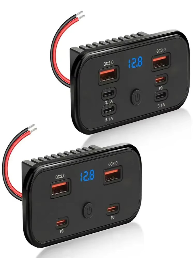 Kebidumei Auto-Ladegerät Schnellladestation mit QC3.0 und PD3.0, Wandmontage-Netzteil mit Schalter für Wohnmobil, Bus und Auto, Schwarz - Bild 6