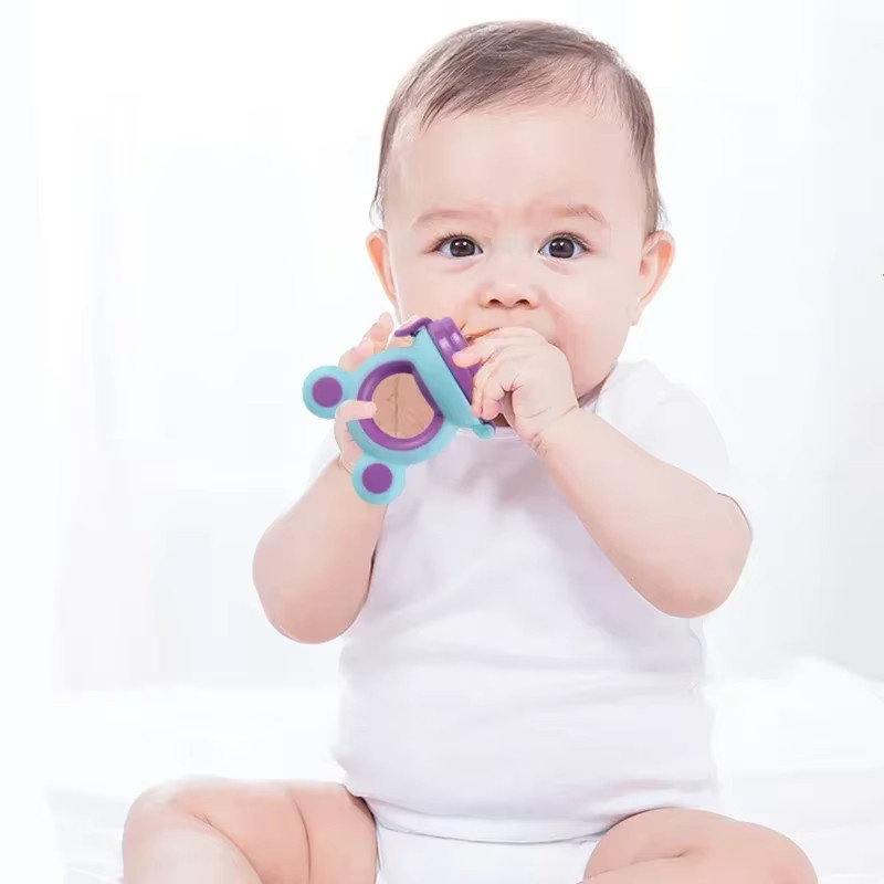 XUNYI Silikon Beißring mit Schnuller Clip für Babys, BPA-frei, Mehrfarbig - Bild 3
