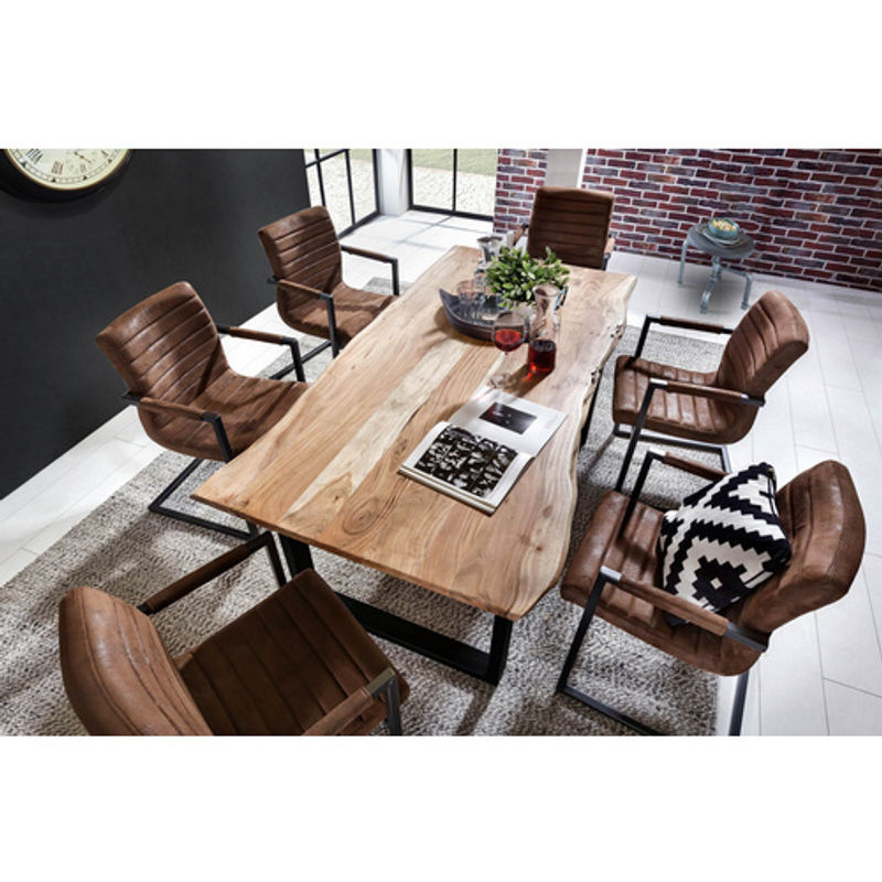 SIT Tisch TABLES & CO aus Akazienholz in Schwarz und Braun, Industrial Design, Höhe: 78 cm, Tiefe: 100 cm - Bild 2