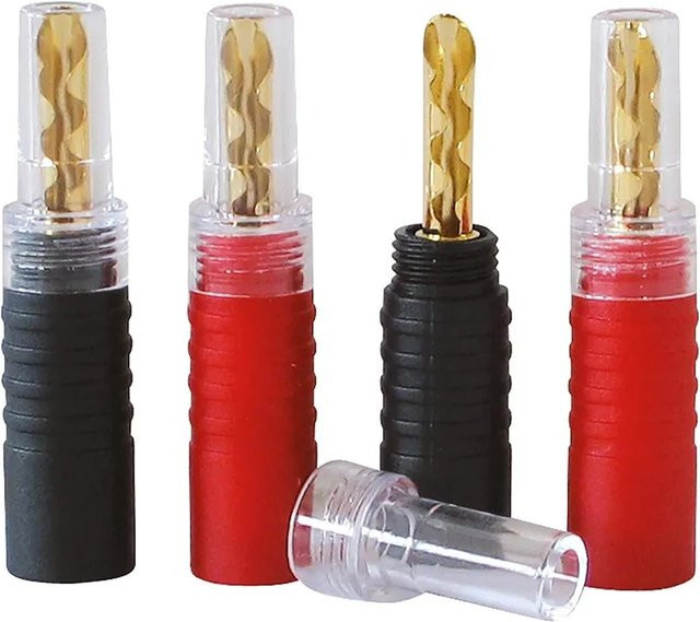 Dynavox Bananenhohlstecker aus Kunststoff, 4 Stück, in Rot, Schwarz und Multicolour - Bild 1