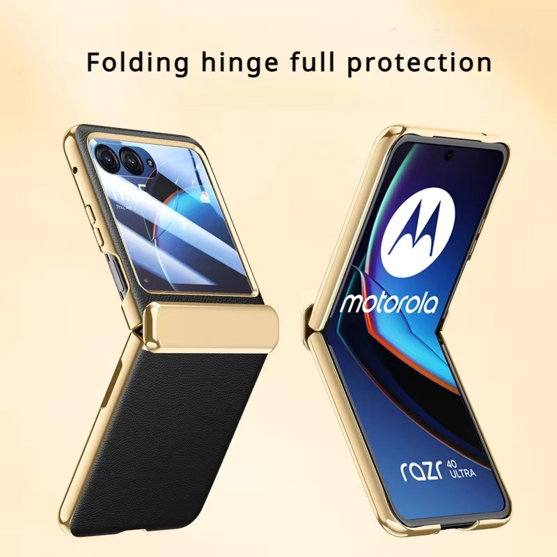 Luxuriöse Leder-Handyhülle in Rot für Motorola MOTO Razr 70 Plus 60 50 40 Ultra Pro 2026 mit stoßfester Scharnierabdeckung und gehärteter Schutzfolie - Bild 3