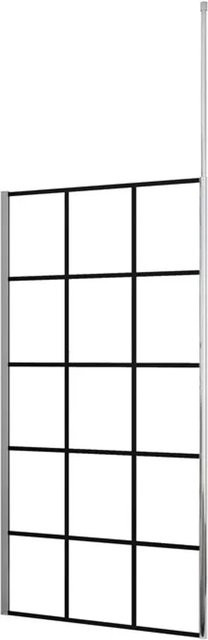 Duschparadies Walk-in Duschwand mit Gittermuster aus 8mm Nano Glas, Farbe Transparent, mit 3m Deckenstrebe, Hochglanz Verchromt, B: 90 cm, H: 200 cm - Bild 1